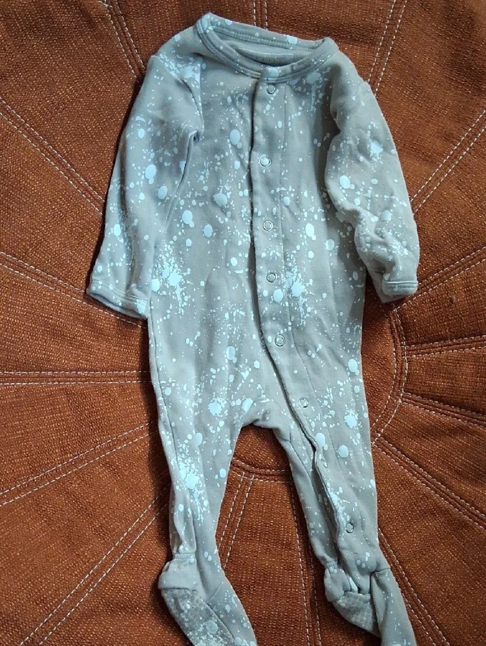 L'ovedbaby Taupe Footed Pajamas with White Splatter